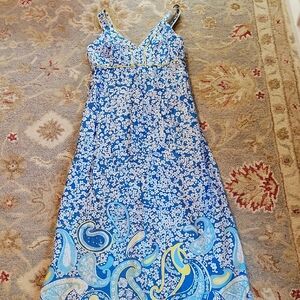 Lilly Pulitzer Floral & Paisley Print  Blue a Maxi Sundress